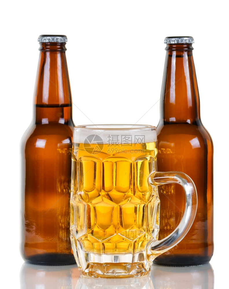 Stein的金色啤酒有两瓶满的子背景图片