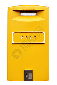 白色背景上孤立的黄色邮件框图片
