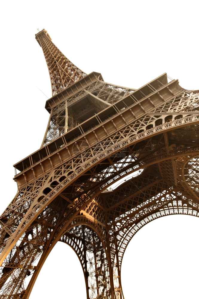 Eiffel塔被白色背景隔绝在法国巴黎图片