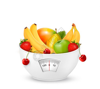 粘核光桃有重量级的水果饮食概念向量插画