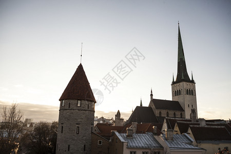 爱沙尼亚旧塔林市与圆顶大教堂的景象图片