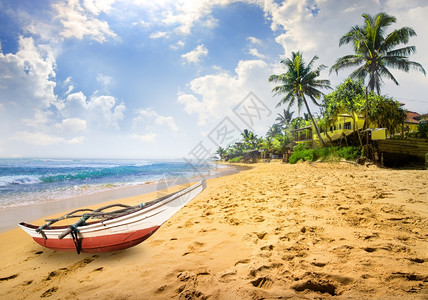 斯里兰卡海滨的小船图片