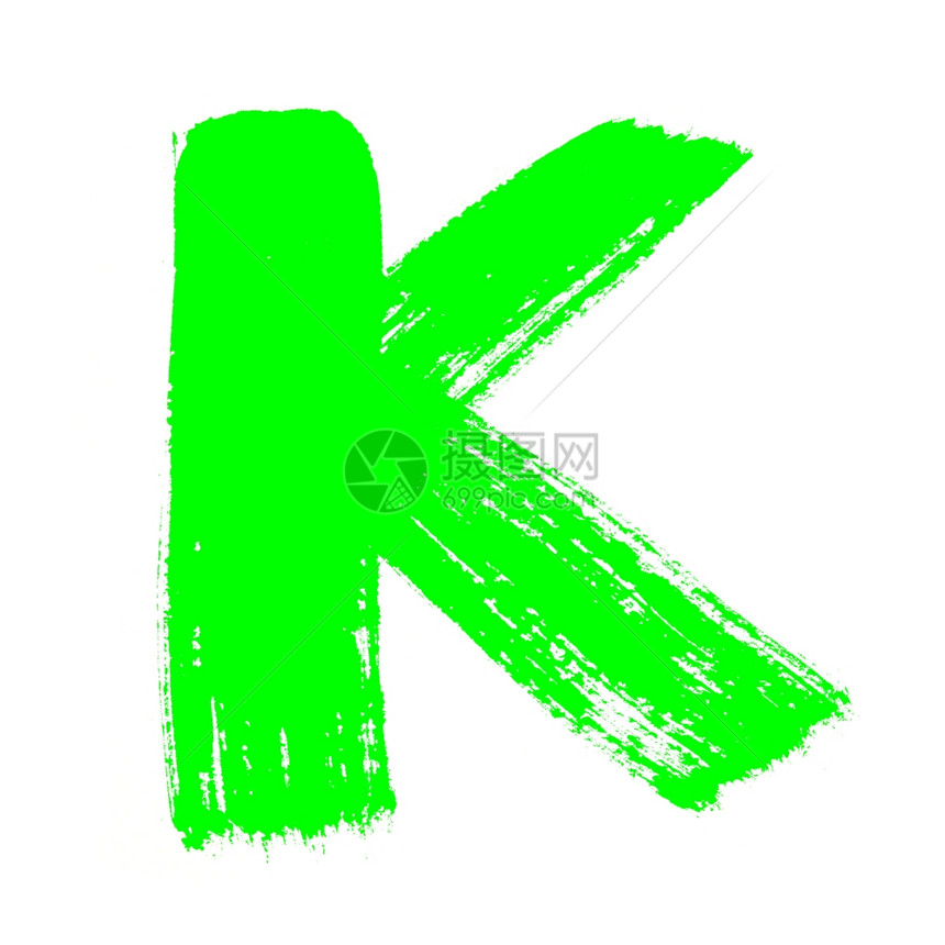 白色背景上孤立的多色字母表K图片