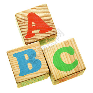 Wooden字母ABC隔离在白色背景上背景图片