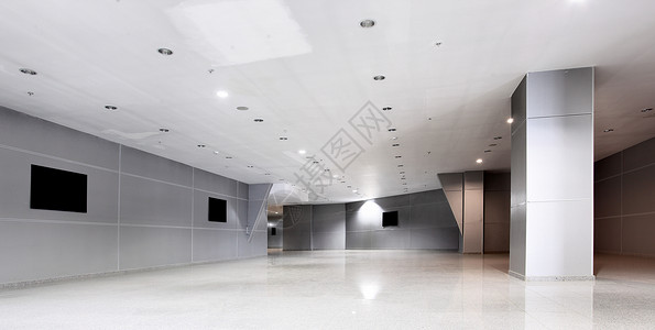 现代办公大楼走廊的视角图片