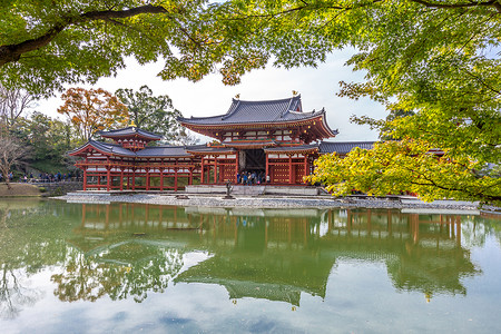 拜考神日本京都Uji镇Byodoin寺庙背景