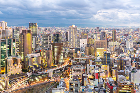 日本大阪天线建造日落图片