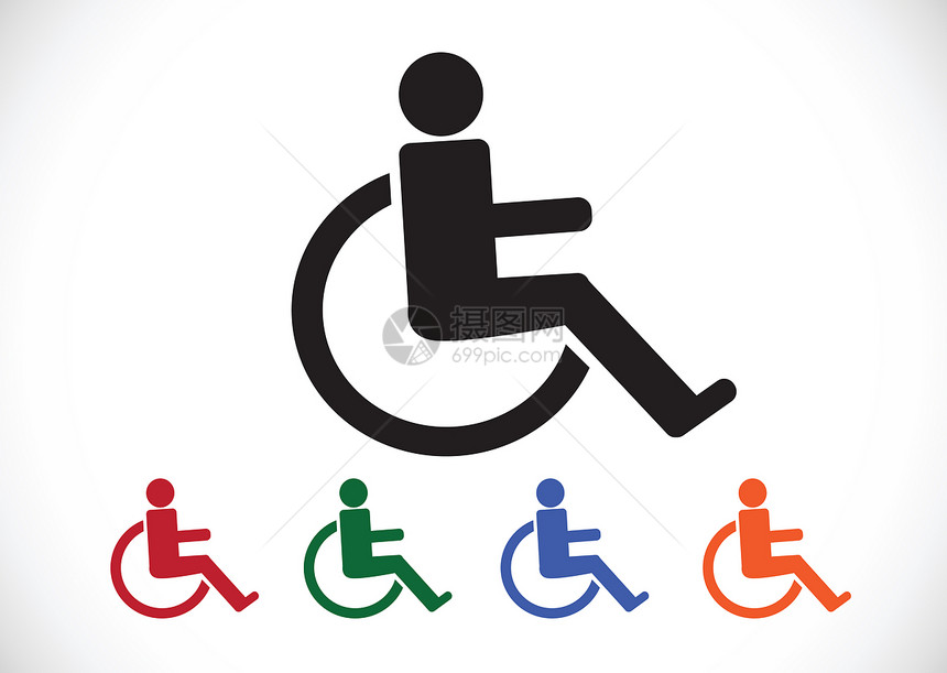 轮椅残疾人图标设计图片