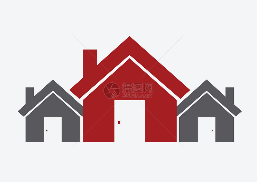 房屋图标和地产建筑抽象设计图片