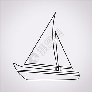 线条绘制图标帆船图标背景