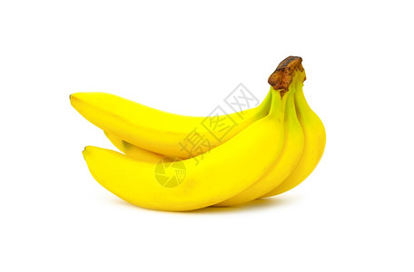 一群被白种背景孤立的香蕉高清图片
