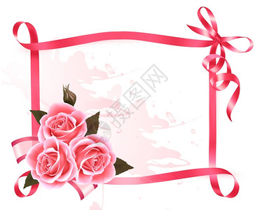 粉红色美丽的玫瑰边框图片