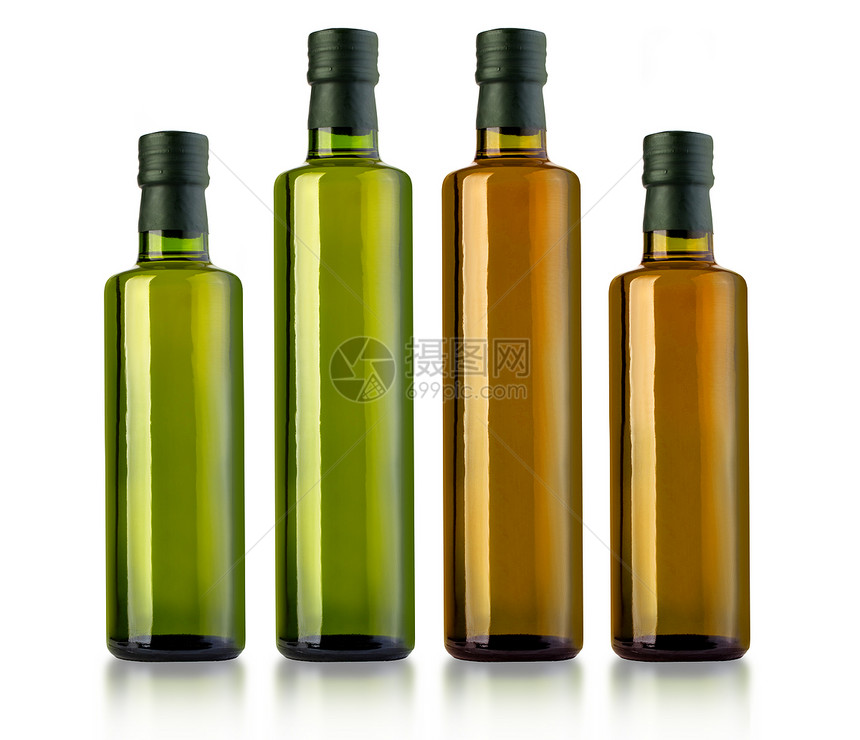 白地上一整瓶纯橄榄油图片