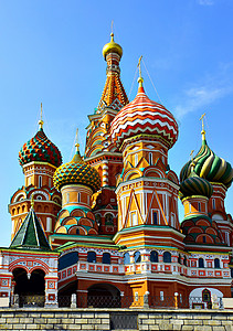 洋葱圆顶炮楼俄罗斯莫科红广场圣巴西尔教堂背景