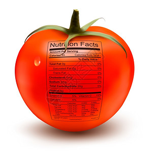 糖拌番茄有营养标签的番茄健康食物插画