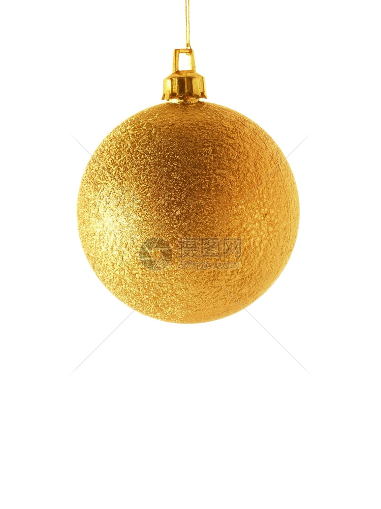 金色圣诞节球在白色背景上被孤立图片