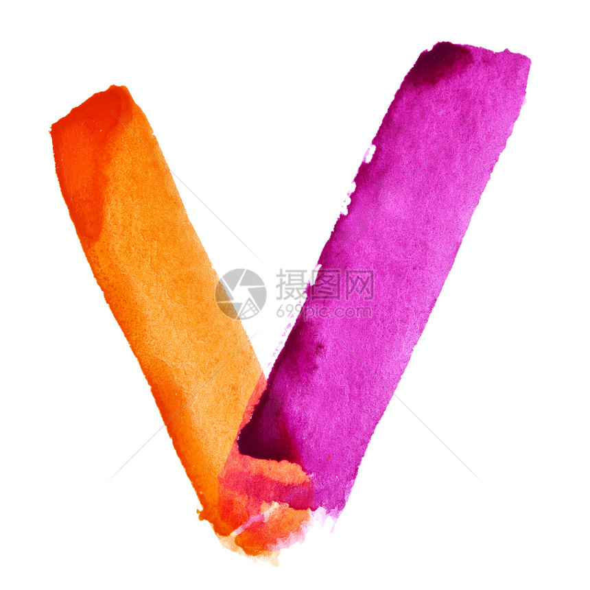 字母V彩色水字母表图片