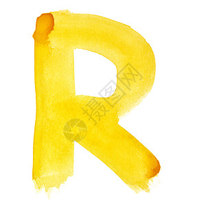 R艺术字母白色背景上的R水彩字母背景