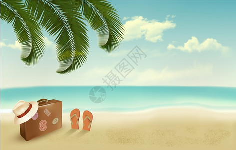 沙滩矢量背景插画图片