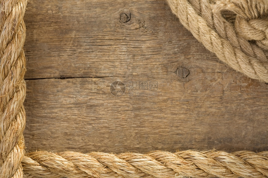 船舶绳和木质背景纹理的结图片