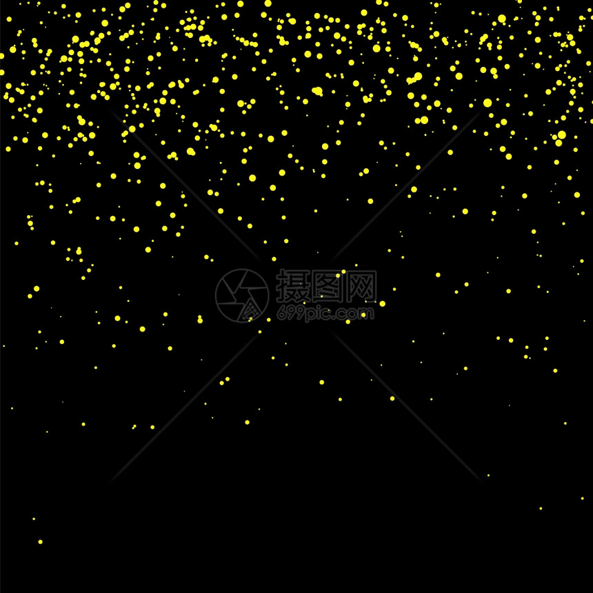 黑色背景上的黄面片孤立色摘要部分黄色摘要部分图片