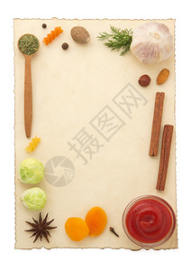 食品原料和白背景食谱文件背景图片