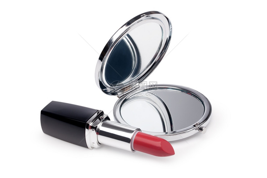 红口和镜子白色背景的镜子图片