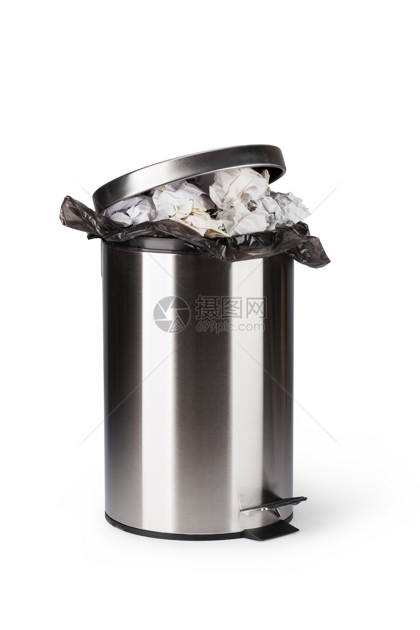 钢垃圾罐可以隔离在白色上图片