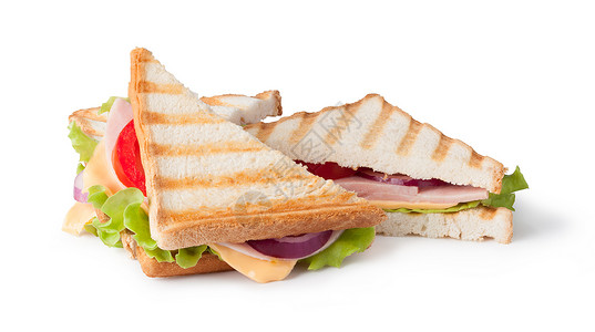 三明治培根和白底蔬菜图片