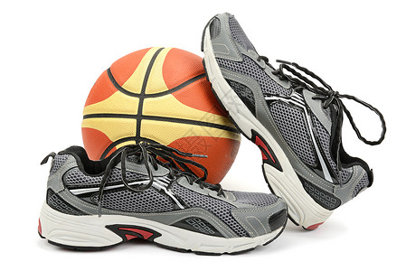 篮球大鞋素材白上孤立的跑鞋球背景