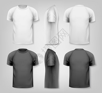 黑色T恤男T恤衫设计模板插画
