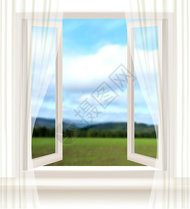 打开窗户美丽的自然景观矢量背景图片