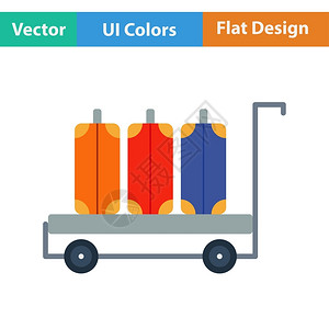 以ui颜色显示的行李车平面设计图标矢量插图片