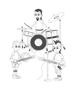 鼓乐队可编辑的漫画男字符矢量图形艺术设计插插画