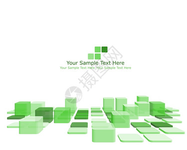 晶块背景立体抽象绿色矩形方框矢量设计模板插画
