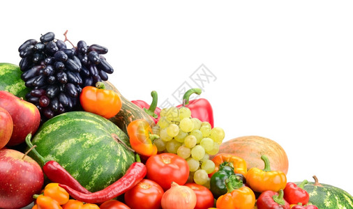 收集白分离的水果和蔬菜图片