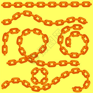 在黄色背景上隔离的金属链集在黄色背景上隔离的金属链集图片