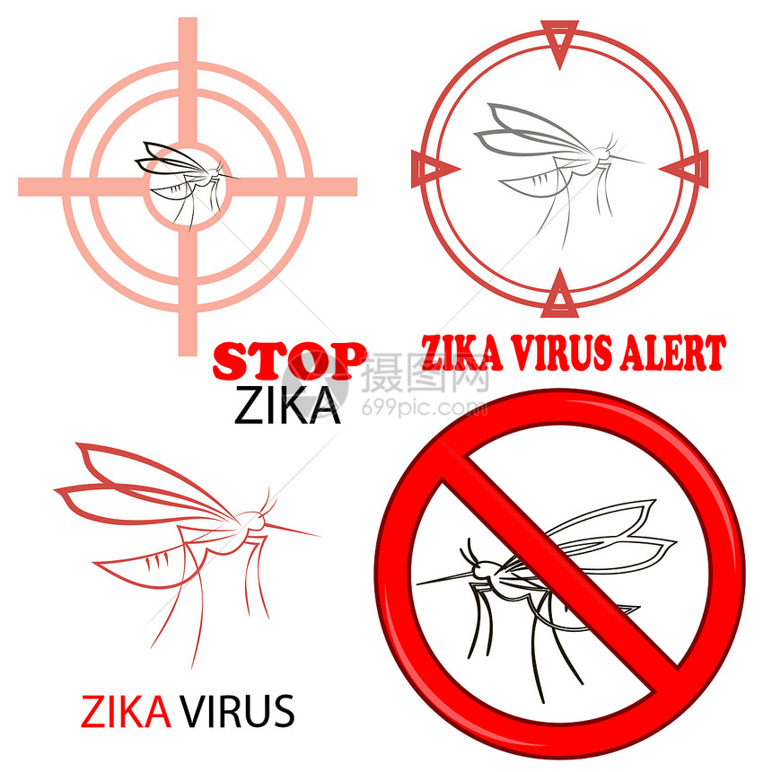 Zika信号在白色背景上孤立图片