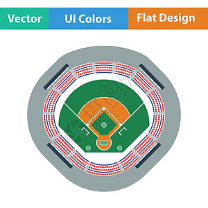 棒球场图标平板设计矢量插图高清图片