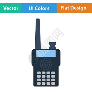 双向沟通便携式无线电图标平坦设计矢量插图插画