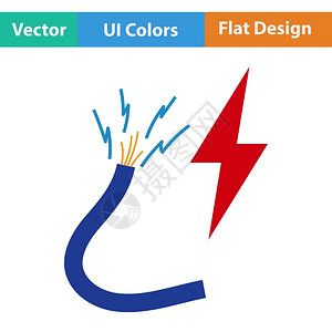 电线网以ui颜色显示的平面设计图标矢量插Wire的平面设计图标插画