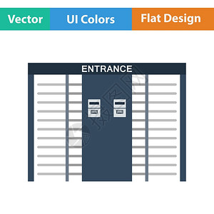 运动场入口旋转图示以ui颜色设计平坦矢量插图图片