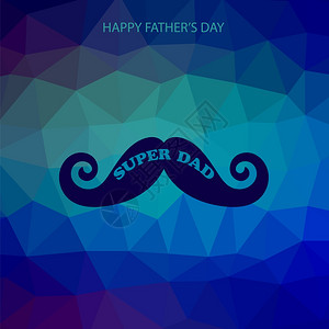 蓝色多边形背景的超级爸海报父亲节快乐日图片