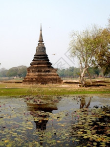 印度莲花寺泰国Sukhothai历史公园佛像寺背景