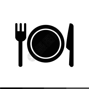 餐具icon白板叉和刀形图标背景