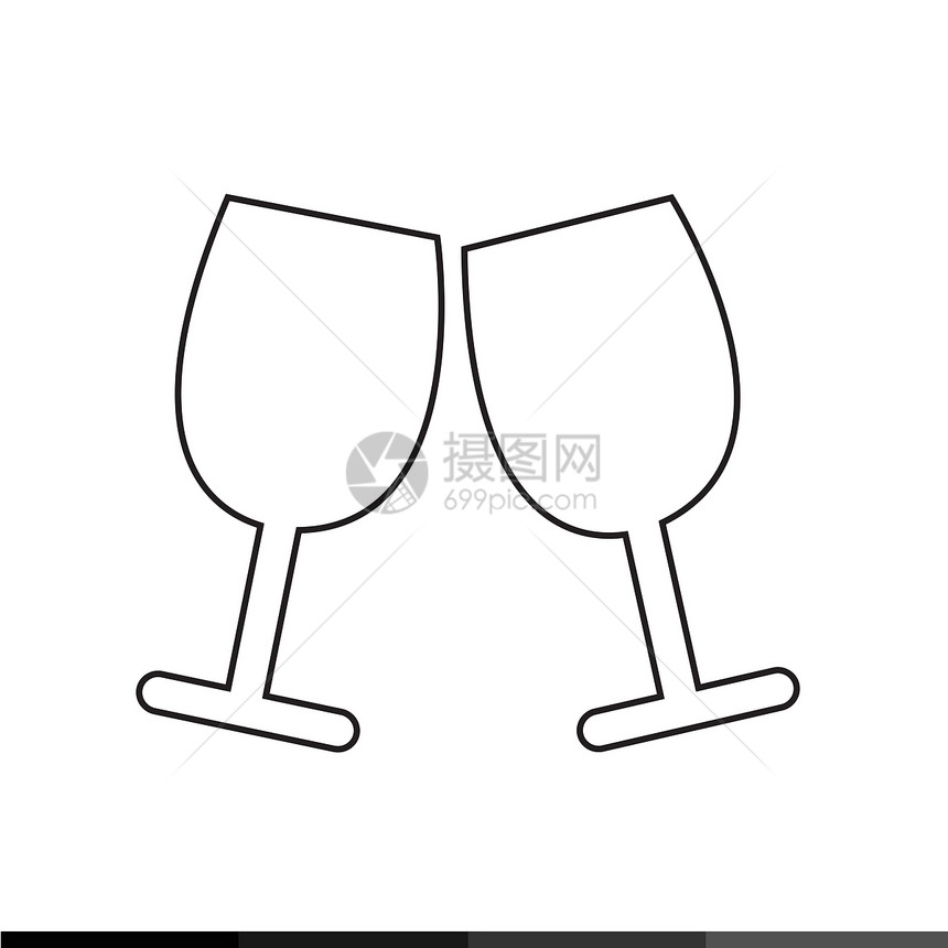 两杯葡萄酒或香槟图标图片