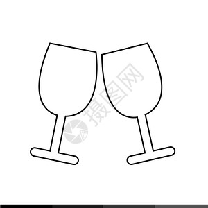 两杯葡萄酒或香槟图标背景