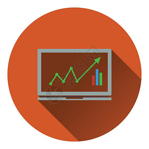 功能界面带有图表的笔记本电脑图标平面设计矢量图解插画