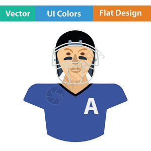 美国足球运动员图标平面彩色设计矢量插图图片
