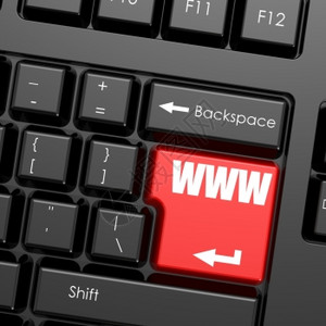 计算机键盘上的红色输入按钮WWWWWword商业概念图片
